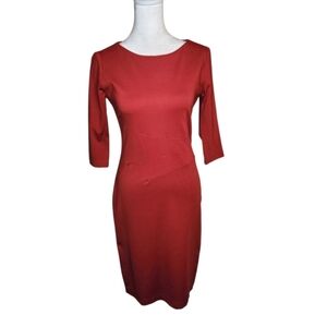 Nora Gardner Seamed Sheath Lydia Dress Red Ochre Size 2